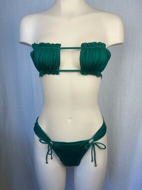 Sommer Swim Emerald Strap-Detail Bandeau Bikini Set